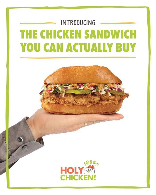 But not for long!  It's the final weekend for the Holy Chicken NYC pop-up, don't wait to come down and try the amazing original grilled crispy chicken sandwich. 
18 West 23rd St. 
NY, NY 
11am until 4pm
#nycrestaurants #nyc #chickensandwich #foodie #farmtotable #naturalfood #allnatural #missiondriven #transparent #HolyChicken #holychickenusa #SuperSizeMe2